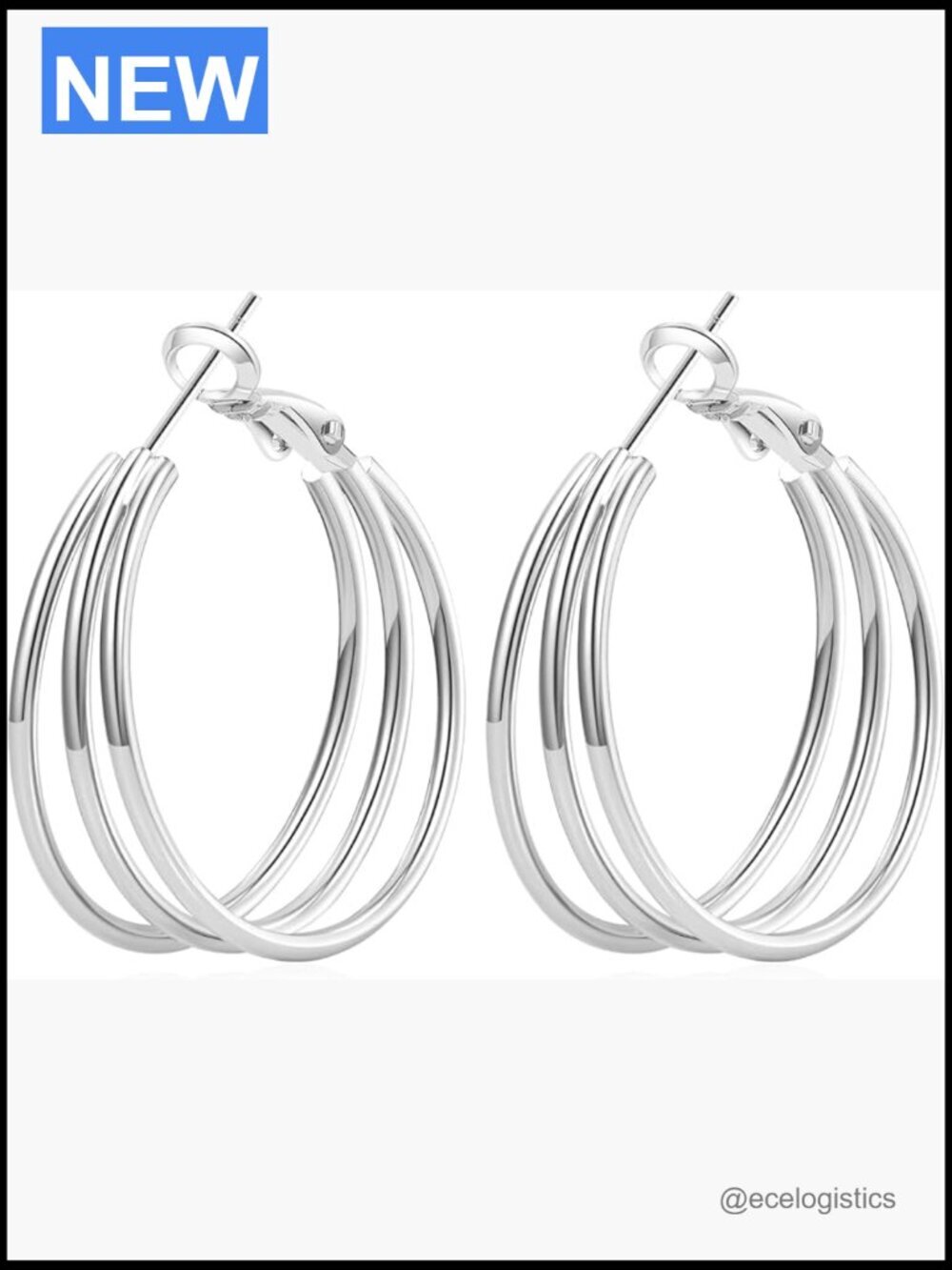 925 Sterling Silver Post Hoop Earrings Hypoallergenic Chunky Gold Plated 25-60mm